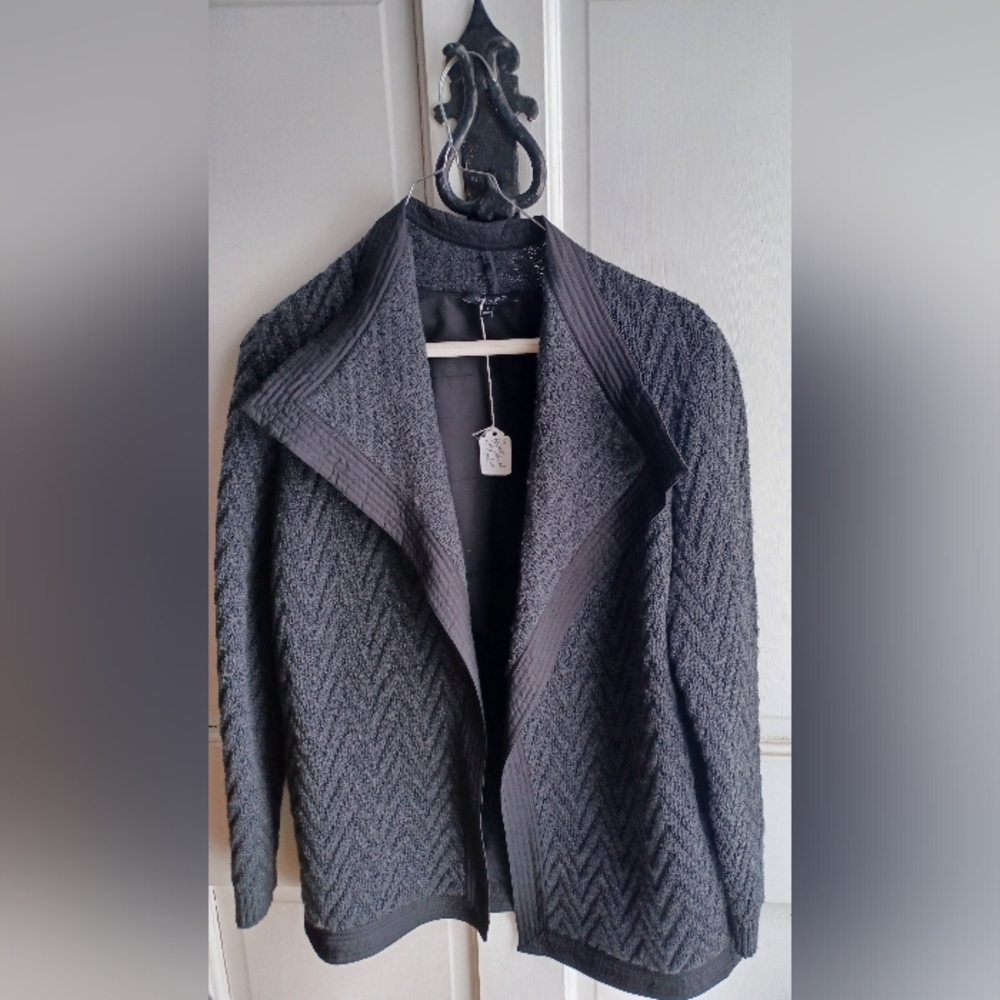 Lafayette Open Front Charcoal Gray Sweater Jacket